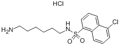 structure of CAS# 61714-27-0, N-(6-Aminohexyl)-5-chloro-1-naphthalenesulfonamide hydrochloride;N-(6-Aminohexyl)-5-Chloro-Naphthalene-1-Sulfonamide Hydrochloride;N-(6-Aminohexyl)-5-Chloro-1-Naphthalenesulfonamide Hydrochloride;Eu-0100075