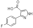 structure of CAS# 618383-44-1, 3-(4-Fluorophenyl)-1H-pyrazole-4-carboxylic acid;1H-PYRAZOLE-4-CARBOXYLICACID, 3-(4-FLUOROPHENYL)-;3-(4-Fluorophenyl)-1H-;3-(4-FLUOROPHENYL)-1H-PYRAZOLE-4-CARBOXYLICACID