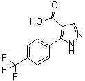 structure of CAS# 618383-45-2, 5-[4-(Trifluoromethyl)phenyl]-1H-pyrazole-4-carboxylic acid;1H-PYRAZOLE-4-CARBOXYLICACID, 3-[4-(TRIFLUOROMETHYL)PHENYL]-;3-(4-TRIFLUOROMETHYL-PHENYL)-1H-PYRAZOLE-4-CARBOXYLICACID;3-[4-(trifluoromethyl)phenyl]-1H-pyrazole-4-carboxylic acid