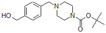 structure of CAS# 622381-67-3, 4-[[4-(Hydroxymethyl)Phenyl]Methyl]-1-Piperazinecarboxylic Acid 1,1-Dimethylethyl Ester;TERT-BUTYL 4-[4-(HYDROXYMETHYL)BENZYL]TETRAHYDRO-1(2H)-PYRAZINECARBOXYLATE;TERT-BUTYL 4-[4-(HYDROXYMETHYL)BENZYL]PIPERAZINE-1-CARBOXYLATE;4-[4-(Hydroxymethyl)Benzyl]Piperazine, N1-BOC Protected 95%