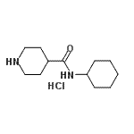 structure of CAS# 63214-55-1, N-Cyclohexyl-4-Piperidinecarboxamide Hydrochloride (1:1);MFCD08456915;N-Cyclohexyl-4-piperidinecarboxamide hydrochloride;N-cyclohexylpiperidine-4-carboxamide hydrochloride