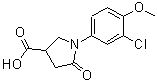 结构式 CAS# 63674-98-6, 1-(3-氯-4-甲氧基苯基)-5-氧代-3-吡咯烷羧酸