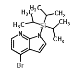 structure of CAS# 640735-24-6, 4-Bromo-1-(triisopropylsilyl)-1H-pyrrolo[2,3-b]pyridine;1H-Pyrrol<wbr>o[2,3-b]p<wbr>yridine, <wbr>4-bromo-1<wbr>-[tris(1-<wbr>methyleth<wbr>yl)silyl]-;4-Bromo-1-(triisopropylsilyl)-7-azaindole