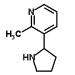 结构式 CAS# 64114-19-8, 2-甲基-3-(2-吡咯烷基)吡啶