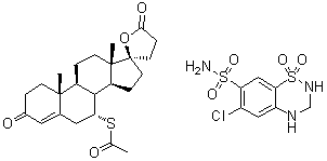 CAS#: 65272-36-8， (7alpha,17alpha)-7-(Acetylthio)-17-hydroxy-3-oxo-Pregn-4-ene-21-carboxylic acid gamma-lactone mixt. with 6-chloro-3,4-dihydro-2H-1,2,4-benzothiadiazine-7-sulfonamide 1,1-dioxide