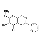 structure of CAS# 65530-26-9, Methyl 4,6-O-benzylidenehexopyranoside;(+)-(4,6-O-Benzylidene)methyl-^a-D-glucopyranoside;(+)-(4,6-O-Benzylidene)methyl-α-D-glucopyranoside;2-methoxy<wbr>-6-phenyl<wbr>-2H-3,4,5<wbr>,6,7,8,4a<wbr>,8a-octah<wbr>ydro-5,7-<wbr>dioxachro<wbr>mene-3,4-<wbr>diol
