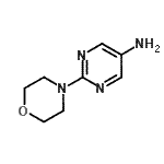structure of CAS# 65735-68-4, 2-(4-Morpholinyl)-5-pyrimidinamine;2-(Morpholin-4-yl)pyrimidin-5-amine;2-(Morpho<wbr>lin-4-yl)<wbr>pyrimidin<wbr>-5-amine,<wbr> 4-(5-Ami<wbr>nopyrimid<wbr>in-2-yl)m<wbr>orpholine;2-(Morpho<wbr>lin-4-yl)<wbr>pyrimidin<wbr>-5-amine;<wbr> 4-(5-Ami<wbr>nopyrimid<wbr>in-2-yl)m<wbr>orpholine