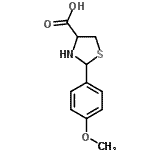 结构式 CAS# 65884-40-4, 2-(4-甲氧基苯基)-1,3-噻唑烷-4-羧酸