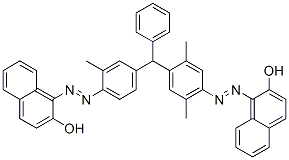 CAS 登录号：66085-70-9， 1-[[4-[[4-[(2-羟基-1-萘基)偶氮]-2,5-二甲基苯基]苯基甲基]-2-甲基苯基]偶氮]-2-萘酚