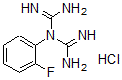 structure of CAS# 66088-51-5, 1-(2-Fluorophenyl)biguanide hydrochloride;1-(2-FLUOROPHENYL)BIGUANIDE HYDROCHLORIDE;NSC523275