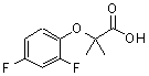 structure of CAS# 667413-00-5, 2-(2,4-Difluorophenoxy)-2-methylpropanoic acid;2-(2,4-Difluorophenoxy)-2-methylpropanoic acid;MFCD03422267