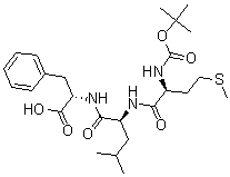 结构式 CAS# 67247-12-5, N-[(1,1-二甲基乙氧基)羰基]-L-蛋氨酰-L-亮氨酰-L-苯丙氨酸