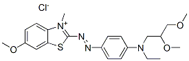 CAS 登录号：67326-79-8， 2-[[4-[(2,3-二甲氧基丙基)乙基氨基]苯基]偶氮]-6-甲氧基-3-甲基苯并噻唑鎓氯化物