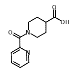 structure of CAS# 67691-62-7, 1-(2-Pyridinylcarbonyl)-4-piperidinecarboxylic acid;1-(2-pyridinylcarbonyl)-4-piperidinecarboxylic acid;1-(2-pyridylcarbonyl)piperidine-4-carboxylic acid;1-(Pyridine-2-carbonyl)-piperidine-4-carboxylic acid