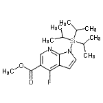 structure of CAS# 685513-92-2, Methyl 4-fluoro-1-(triisopropylsilyl)-1H-pyrrolo[2,3-b]pyridine-5-carboxylate;1H-Pyrrol<wbr>o[2,3-b]p<wbr>yridine-5<wbr>-carboxyl<wbr>ic acid, <wbr>4-fluoro-<wbr>1-[tris(1<wbr>-methylet<wbr>hyl)silyl<wbr>]-, methy<wbr>l ester;Methyl 4-<wbr>fluoro-1-<wbr>(triisopr<wbr>opylsilan<wbr>yl)-7-aza<wbr>indole-5-<wbr>carboxyla<wbr>te