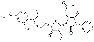 CAS 登录号：68758-87-2， 5-[5-[(6-乙氧基-1-乙基-1H-喹啉-2-亚基)亚乙基]-3-乙基-4-氧代噻唑烷-2-亚基]-4-氧代-3-苯基-2-硫代咪唑烷-1-乙酸