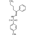 structure of CAS# 69015-74-3, 4-Methyl-N'-[(1E)-1-phenylpentylidene]benzenesulfonohydrazide;Benzenesu<wbr>lfonic ac<wbr>id, 4-met<wbr>hyl-, N'-<wbr>[(E)-1-ph<wbr>enylpenty<wbr>lidene]hy<wbr>drazide;Valerophenone tosylhydrazone;566837_ALDRICH