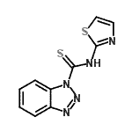 structure of CAS# 690634-07-2, N-(1,3-Thiazol-2-yl)-1H-benzotriazole-1-carbothioamide;Benzotriazole-1-carbothioic acid 2-thiazolylamide;N-(2-Thiazolyl)-1H-benzotriazole-1-carbothioamide;654590_ALDRICH