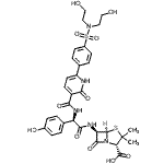 CAS 登录号：69414-41-1， (2S,5R,6R)-6-{[(2R)-2-{[(6-{4-[二(2-羟基乙基)氨基磺酰基]苯基}-2-氧代-1,2-二氢-3-吡啶基)羰基]氨基}-2-(4-羟基苯基)乙酰基]氨基}-3,3-二甲基-7-氧代-4-硫杂-1-氮杂双环[3.2.0]庚烷-2-羧酸
