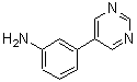 structure of CAS# 69491-59-4, 3-(5-Pyrimidinyl)aniline;3-(5-Pyrimidinyl)aniline;3-pyrimidin-5-ylphenylamine;MFCD06802522