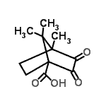 structure of CAS# 69842-14-4, 4,7,7-Trimethyl-2,3-dioxobicyclo[2.2.1]heptane-1-carboxylic acid;4,7,7-Tri<wbr>methyl-2,<wbr>3-dioxo-b<wbr>icyclo[2.<wbr>2.1]hepta<wbr>ne-1-carb<wbr>oxylic ac<wbr>id;4,7,7-tri<wbr>methyl-2,<wbr>3-dioxobi<wbr>cyclo[2.2<wbr>.1]heptan<wbr>ecarboxyl<wbr>ic acid