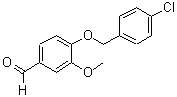 structure of CAS# 70205-04-8, 4-[(4-Chlorobenzyl)oxy]-3-methoxybenzaldehyde;4-(4-chlorobenzyloxy)-3-methoxybenzaldehyde;4-[(4-Chlorobenzyl)oxy]-3-methoxybenzenecarbaldehyde;4-[(4-chlorophenyl)methoxy]-3-methoxybenzaldehyde