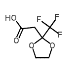 structure of CAS# 70976-13-5, [2-(Trifluoromethyl)-1,3-dioxolan-2-yl]acetic acid;(2-TRIFLUOROMETHYL-1,3DIOXOLAN-2-YL)-ACETICACID;[2-(Trifluoromethyl)-1,3-dioxolan-2-yl]acetic acid #;2-[2-(trifluoromethyl)-1,3-dioxolan-2-yl]acetic acid