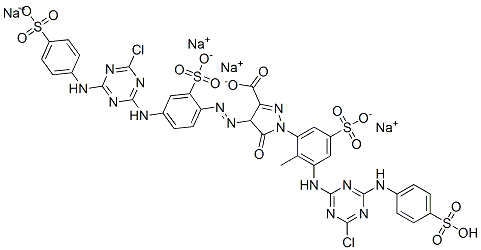 CAS#: 71002-16-9， 1-[3-[[4-Chloro-6-[(4-Sulfophenyl)Amino]-1,3,5-Triazin-2-Yl]Amino]-2-Methyl-5-Sulfophenyl]-4-[[4-[[4-Chloro-6-[(4-Sulfophenyl)Amino]-1,3,5-Triazin-2-Yl]Amino]-2-Sulfophenyl]Azo]-4,5-Dihydro-5-Oxo-1H-Pyrazole-3-Carboxylic Acid Tetrasodium