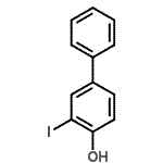 structure of CAS# 71031-48-6, 3-Iodo-4-biphenylol;3-Iodo-(1,1'-biphenyl)-4-ol;3-Iodo-4-phenylphenol;4-Hydroxy-3-iodobiphenyl