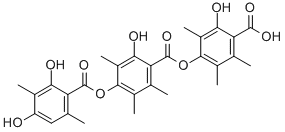structure of CAS# 71950-66-8, Thielavin A;4-[4-(2,4-Dihydroxy-3,6-Dimethyl-Benzoyl)Oxy-2-Hydroxy-3,5,6-Trimethyl-Benzoyl]Oxy-2-Hydroxy-3,5,6-Trimethyl-Benzoic Acid;4-[[4-[(2,4-Dihydroxy-3,6-Dimethylphenyl)-Oxomethoxy]-2-Hydroxy-3,5,6-Trimethylphenyl]-Oxomethoxy]-2-Hydroxy-3,5,6-Trimethylbenzoic Acid;4-[4-(2,4-Dihydroxy-3,6-Dimethyl-Phenyl)Carbonyloxy-2-Hydroxy-3,5,6-Trimethyl-Phenyl]Carbonyloxy-2-Hydroxy-3,5,6-Trimethyl-Benzoic Acid