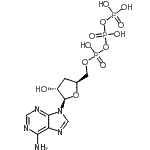 structure of CAS# 71997-32-5, 3'-Deoxyadenosine 5'-(tetrahydrogen triphosphate);{[(2S,4R,<wbr>5R)-5-(6-<wbr>Aminopuri<wbr>n-9-yl)-4<wbr>-hydroxyo<wbr>xolan-2-y<wbr>l]methoxy<wbr>}(hydroxy<wbr>phosphory<wbr>l) dihydr<wbr>ogen phos<wbr>phate;3AT;3'dATP