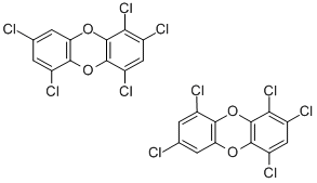 structure of CAS# 71998-76-0, 1,2,4,6,8/1,2,4,7,9-Pentachlorodibenzo-p-Dioxin;Dibenzo(B,E)(1,4)Dioxin, 1,2,4,6,8-Pentachloro-;1,2,4,6,8-Pentachloro Dibenzo-P-Dioxin;Dibenzo-P-Dioxin, 1,2,4,6,8-Pentachloro