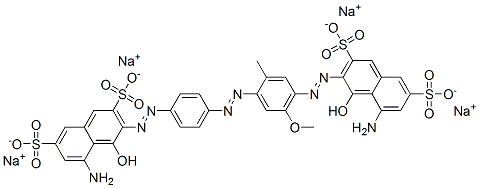 CAS 登录号：72245-59-1， 5-氨基-3-[[4-[[4-[(8-氨基-1-羟基-3,6-二磺酸基-2-萘基)偶氮]-5-甲氧基-O-甲苯基]偶氮]苯基]偶氮]-4-羟基萘-2,7-二磺酸四钠