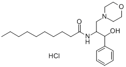 structure of CAS# 73257-80-4, D,L-Threo-1-Phenyl-2-Decanoylamino-3-Morpholino-1-Propanol Hydrochloride;N-[1-(Morpholinomethyl)-2-Phenyl-Propyl]Decanamide Hydrochloride;N-[1-(Morpholinomethyl)-2-Phenylpropyl]Decanamide Hydrochloride;N-[1-(Morpholinomethyl)-2-Phenyl-Propyl]Capramide Hydrochloride