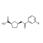 structure of CAS# 733740-37-9, (1R,3S)-3-[2-(3-Fluorophenyl)-2-oxoethyl]cyclopentanecarboxylic acid;cis-3-[2-<wbr>(3-fluoro<wbr>phenyl)-2<wbr>-oxoethyl<wbr>]cyclopen<wbr>tane-1-ca<wbr>rboxylic <wbr>acid