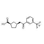 structure of CAS# 733740-46-0, (1R,3S)-3-{2-Oxo-2-[3-(trifluoromethyl)phenyl]ethyl}cyclopentanecarboxylic acid;cis-3-[2-<wbr>Oxo-2-(3-<wbr>trifluoro<wbr>methylphe<wbr>nyl)ethyl<wbr>]cyclopen<wbr>tane-1-ca<wbr>rboxylic <wbr>acid