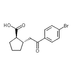 structure of CAS# 733740-62-0, (1R,2S)-2-[2-(4-Bromophenyl)-2-oxoethyl]cyclopentanecarboxylic acid;trans-2-[<wbr>2-(4-brom<wbr>ophenyl)-<wbr>2-oxoethy<wbr>l]cyclope<wbr>ntane-1-c<wbr>arboxylic<wbr> acid