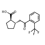 structure of CAS# 733740-73-3, (1R,2S)-2-{2-Oxo-2-[2-(trifluoromethyl)phenyl]ethyl}cyclopentanecarboxylic acid;trans-2-[<wbr>2-oxo-2-(<wbr>2-trifluo<wbr>romethylp<wbr>henyl)eth<wbr>yl]cyclop<wbr>entane-1-<wbr>carboxyli<wbr>c acid