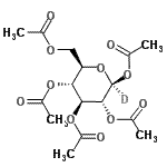structure of CAS# 73485-90-2, 1,2,3,4,6-Penta-O-acetyl-beta-D-(C<sup>1</sup>-<sup>2</sup>H)glucopyranose;Î²-D-Glucose-1-C-d pentaacetate;β-D-Glucose-1-C-d pentaacetate;β-D-GLUCOSE-1-C-DPENTAACETATE