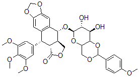 CAS 登录号：73839-76-6， (5R,5aR,8aR,9R)-9-[[(6R,7R,8R)-7,8-二羟基-2-(4-甲氧基苯基)-4,4a,6,7,8,8a-六氢吡喃并[5,6-d][1,3]二恶英-6-基]氧基]-5-(3,4,5-三甲氧基苯基)-5a,8,8a,9-四氢-5H-异苯并呋喃并[6,5-F][1,3]苯并二氧戊环-6-酮