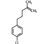structure of CAS# 74672-11-0, 1-Chloro-4-(4-methyl-4-penten-1-yl)benzene;1-Chloro-4-(4-methyl-4-pentenyl)benzene #;5-(4-Chlorophenyl)-2-methyl-1-pentene
