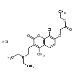 structure of CAS# 74697-28-2, Ethyl ({8-chloro-3-[2-(diethylamino)ethyl]-4-methyl-2-oxo-2H-chromen-7-yl}oxy)acetate hydrochloride (1:1);8-Chloro-<wbr>3-(2-diet<wbr>hylaminoe<wbr>thyl)-7-e<wbr>thoxycarb<wbr>onylmetho<wbr>xy-4-meth<wbr>ylcoumari<wbr>n hydroch<wbr>loride;AD6;Cloricromene