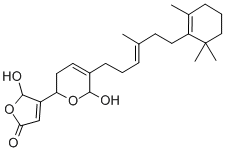 结构式 CAS# 75088-80-1, (5R)-5-羟基-4-[(2R,6R)-6-羟基-5-[(E)-4-甲基-6-(2,6,6-三甲基-1-环己烯基)己-3-烯基]-3,6-二氢-2H-吡喃-2-基]-5H-呋喃-2-酮