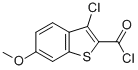 structure of CAS# 75998-29-7, 3-Chloro-6-Methoxybenzo[b]Thiophene-2-Carbonyl Chloride;Benzo[B]Thiophene-2-Carbonyl Chloride, 3-Chloro-6-Methoxy-;3-Chloro-6-Methoxy-1-Benzothiophene-2-Carbonyl Chloride
