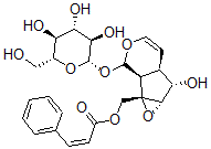 CAS 登录号：76248-14-1， (1aS,1bS,2S,5aR,6S,6aS)-1a,1b,2,5a,6,6a-六氢-6-羟基-1a-((((2Z)-1-氧代-3-苯基-2-丙烯基)氧基)甲基)环氧乙烷并(4,5)环戊并(1,2-c)吡喃-2-基beta-D-吡喃葡萄糖苷