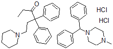CAS#: 76391-75-8， 1-Benzhydryl-4-Methylpiperazine, 4,4-Diphenyl-6-Piperidin-1-Ylhexan-3-One Dihydrochloride