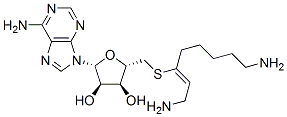 CAS 登录号：76426-40-9， (2R,3R,4S,5S)-2-(6-氨基嘌呤-9-基)-5-(1,8-二氨基辛烷-3-基硫基甲基)四氢呋喃-3,4-二醇