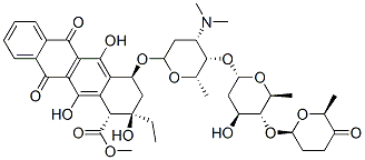 CAS 登录号：76463-92-8， (1R,2R,4S)-4-[(2R,4S,5S,6S)-4-二甲基氨基-5-[(2S,4S,5S,6S)-4-羟基-6-甲基-5-[(2R,6S)-6-甲基-5-氧代四氢吡喃-2-基]氧基四氢吡喃-2-基]氧基-6-甲基四氢吡喃-2-基]氧基-2-乙基-2,5,12-三羟基-6,11-二氧代-3,4-二氢-1H-并四苯-1-羧酸甲酯