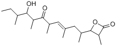 structure of CAS# 76808-16-7, Ebelactone A;4-[(E)-9-Hydroxy-4,6,8,10-Tetramethyl-7-Oxododec-4-En-2-Yl]-3-Methyloxetan-2-One;4-(8-Hydroxy-1,3,5,7,9-Pentamethyl-6-Oxo-Undec-3-Enyl)-3-Methyl-Oxetan-2-One;4-[(E)-8-Hydroxy-1,3,5,7,9-Pentamethyl-6-Oxo-Undec-3-Enyl]-3-Methyl-Oxetan-2-One