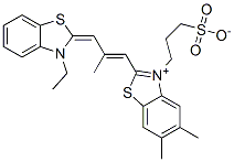 CAS 登录号：7691-71-6， 2-[3-(3-乙基-3H-苯并噻唑-2-亚基)-2-甲基丙-1-烯基]-5,6-二甲基-3-(3-磺酸基丙基)苯并噻唑鎓